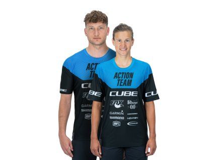 dres CUBE EDGE ROUND NECK JERSEY S/S black/blue