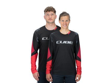 dres CUBE EDGE ROUND NECK JERSEY L/S black/red