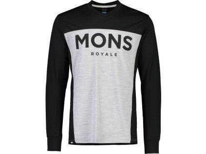 Merino dres s dlouhým rukávem Mons Royale REDWOOD ENDURO VLS Black/Grey Marl